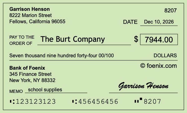 How to write a check for $7,944