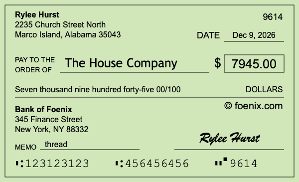 How to write a check for $7,945