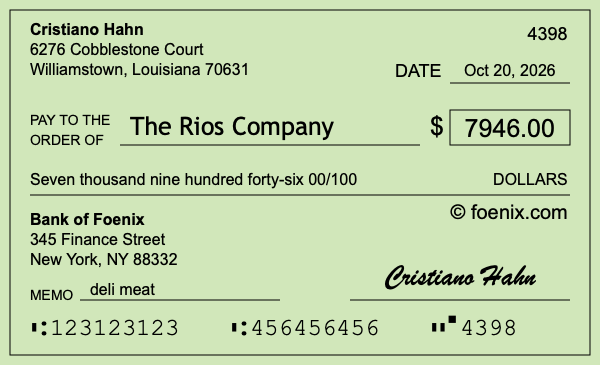 How to write a check for $7,946