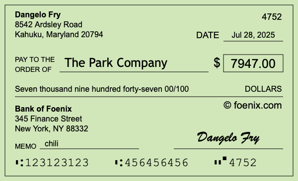 How to write a check for $7,947