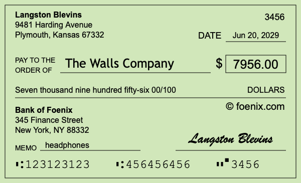 How to write a check for $7,956
