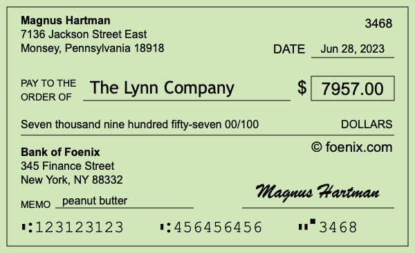 How to write a check for $7,957
