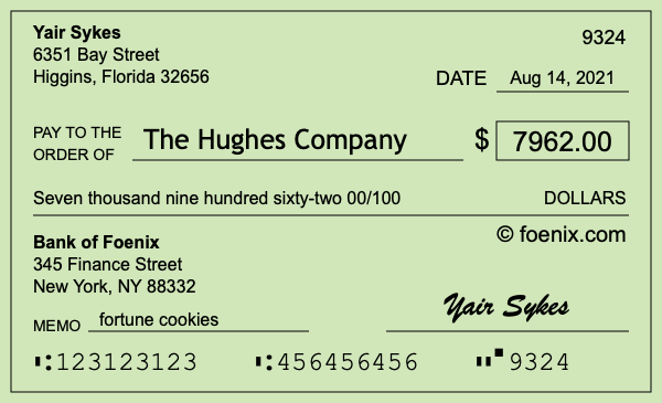 How to write a check for $7,962