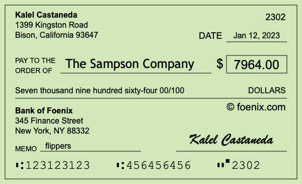 How to write a check for $7,964