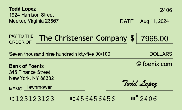 How to write a check for $7,965