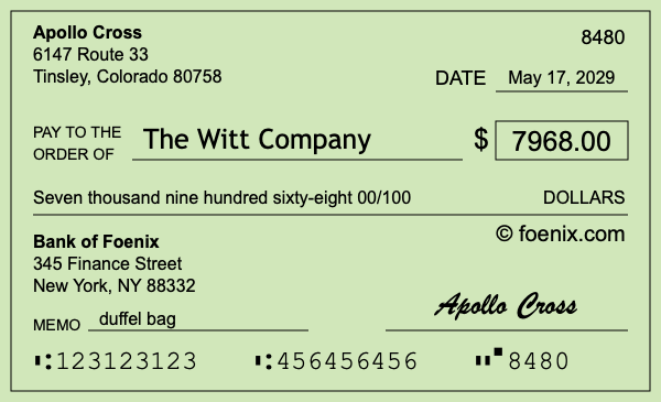 How to write a check for $7,968