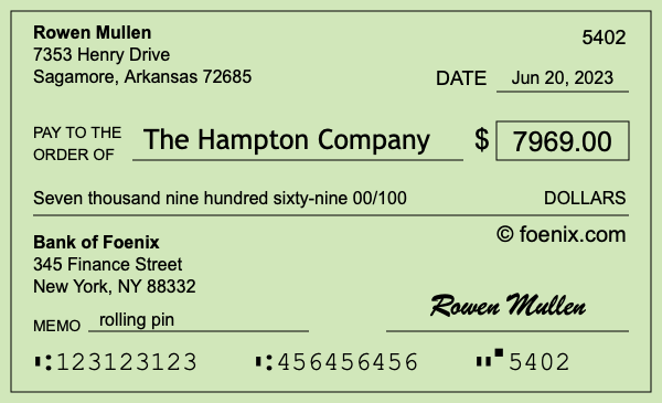 How to write a check for $7,969