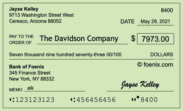 How to write a check for $7,973