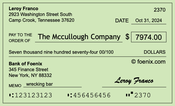 How to write a check for $7,974