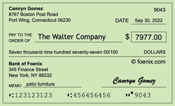 How to write a check for $7,977