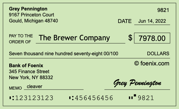 How to write a check for $7,978