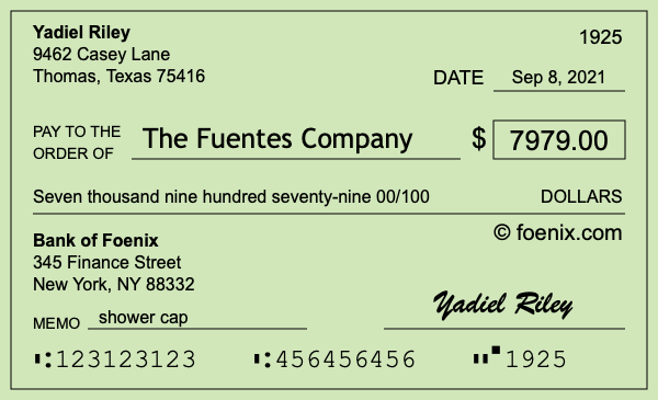 How to write a check for $7,979