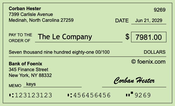 How to write a check for $7,981