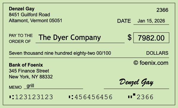 How to write a check for $7,982
