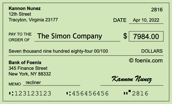 How to write a check for $7,984