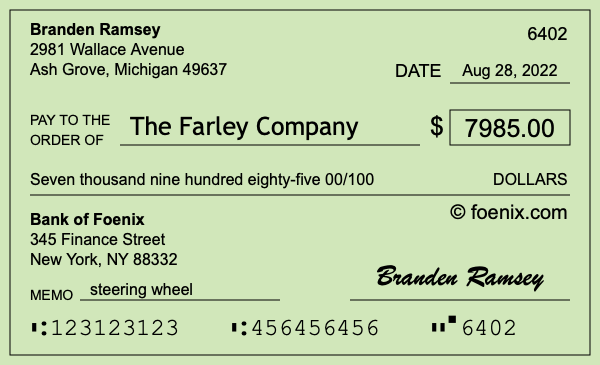 How to write a check for $7,985