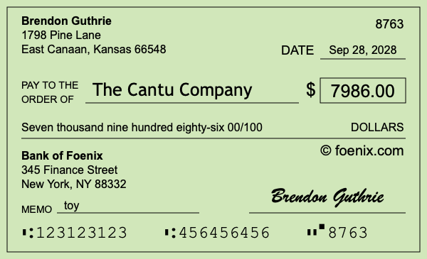 How to write a check for $7,986
