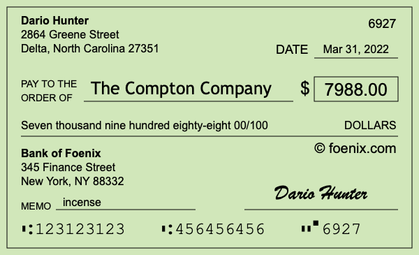 How to write a check for $7,988