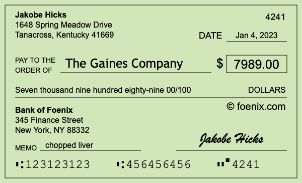How to write a check for $7,989