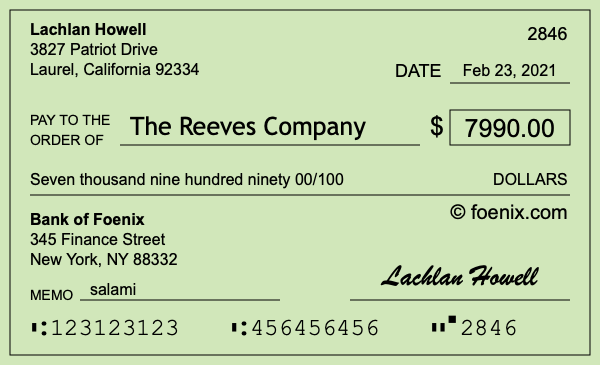 How to write a check for $7,990