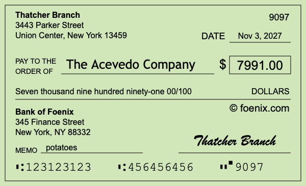 How to write a check for $7,991