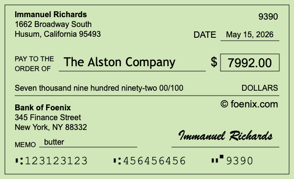 How to write a check for $7,992