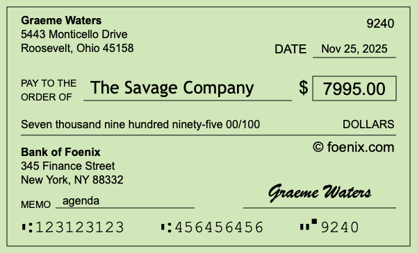 How to write a check for $7,995