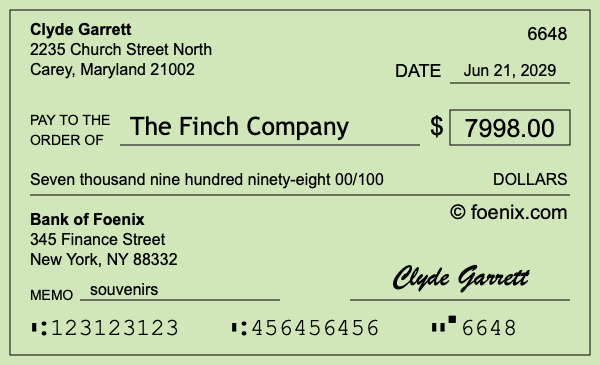 How to write a check for $7,998