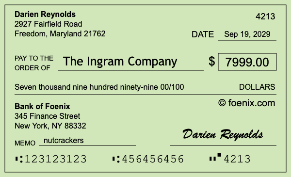 How to write a check for $7,999