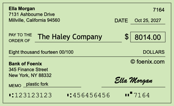 How to write a check for $8,014