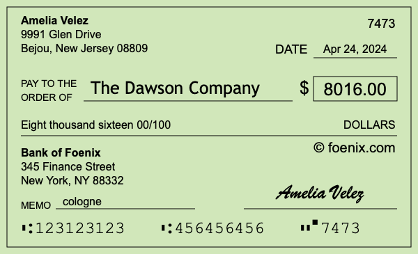 How to write a check for $8,016