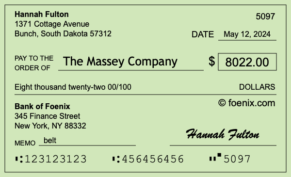 How to write a check for $8,022