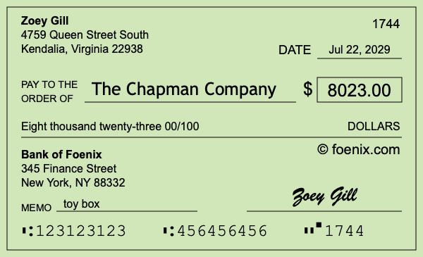 How to write a check for $8,023