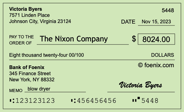 How to write a check for $8,024