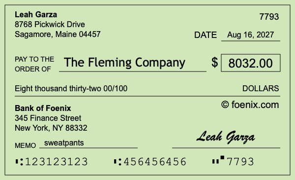 How to write a check for $8,032