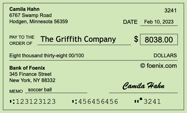 How to write a check for $8,038