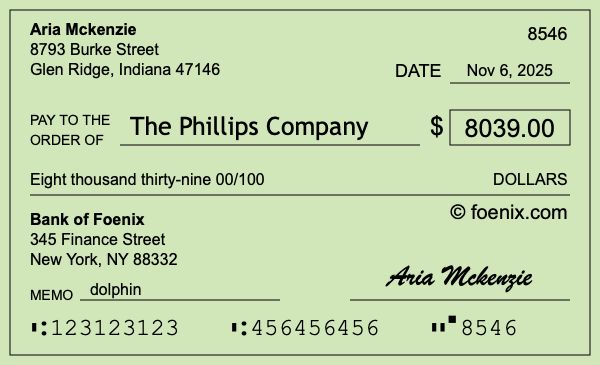 How to write a check for $8,039