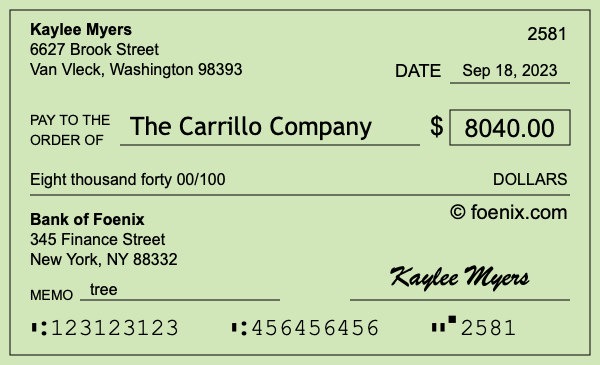 How to write a check for $8,040