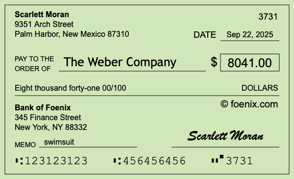 How to write a check for $8,041