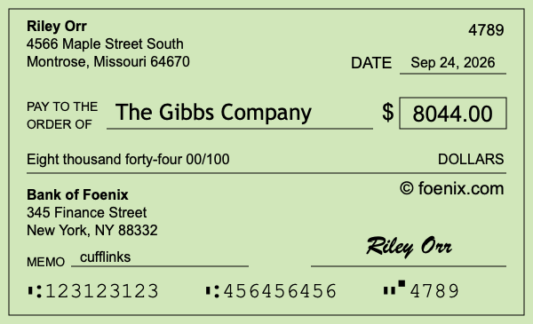 How to write a check for $8,044