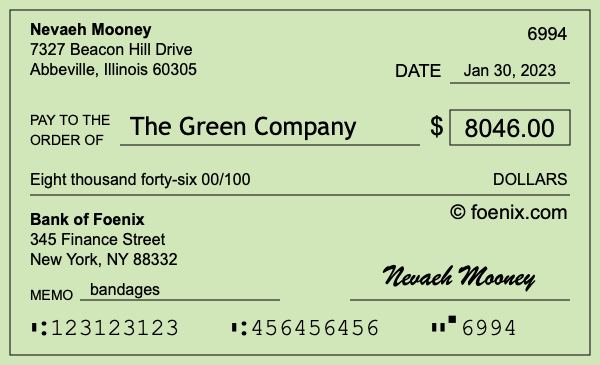 How to write a check for $8,046