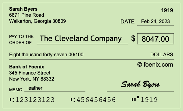How to write a check for $8,047