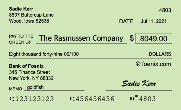 How to write a check for $8,049