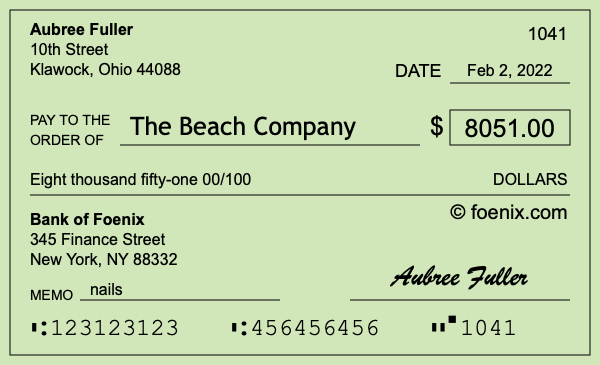 How to write a check for $8,051