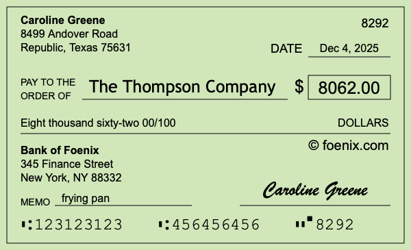 How to write a check for $8,062