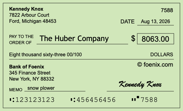 How to write a check for $8,063