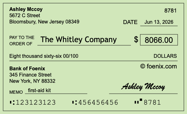 How to write a check for $8,066