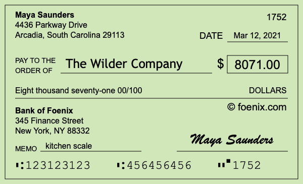 How to write a check for $8,071