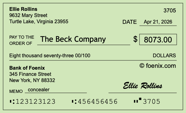 How to write a check for $8,073