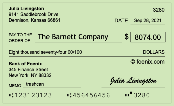 How to write a check for $8,074